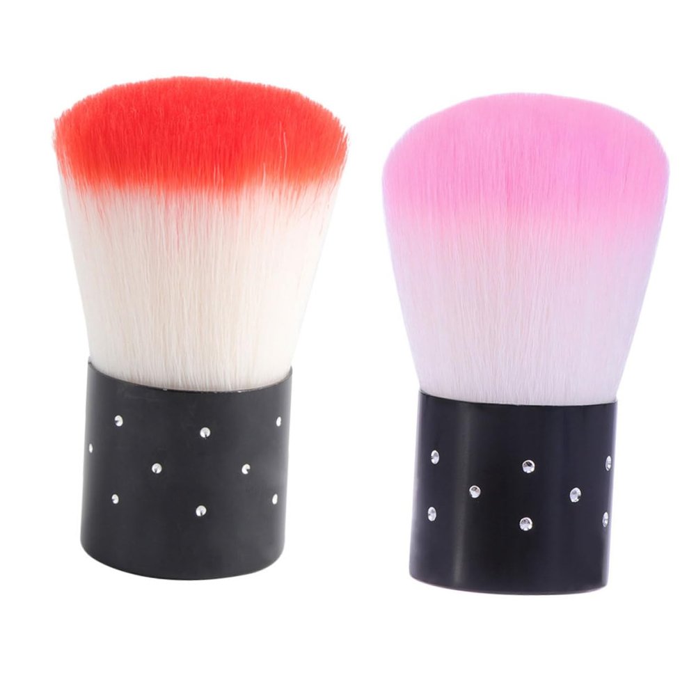 Outanaya 2pcs Nail Dust Brush Soft Bristles for Nail Cleaning Manicure Durable Lightweight Tools for Home and Professional Use Red Pink