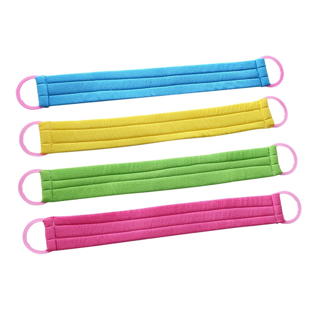 Baluue 4pcs Exfoliating Back Scrubber Massage Towel Long Bath Towel for Body Care Gentle Skin Exfoliator for Arms Legs and Back Home Bathroom Accessories Random Colors