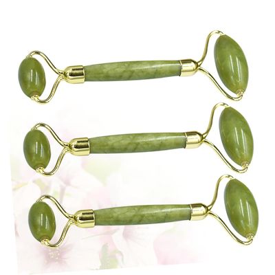 Beavorty 3pcs Portable Jade Face Roller Skin Care Massager Tool for Facial Massage Reduces Puffiness and Improves Skin Tone Lightweight and Easy to Carry for Home Travel Use