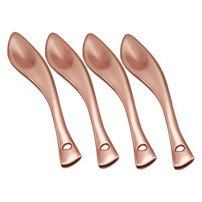 Mikinona 4pcs Metal Face Cream Spoons Reusable Applicators for Women for Creams Lotions Smooth Surface for Even Application Rose Gold Design Compact Travel-friendly