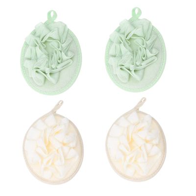 NOLITOY 4pcs Poufs Exfoliating Bath Balls for Gentle Cleansing for Daily Shower Use Each and Dark Green Bathroom Accessory
