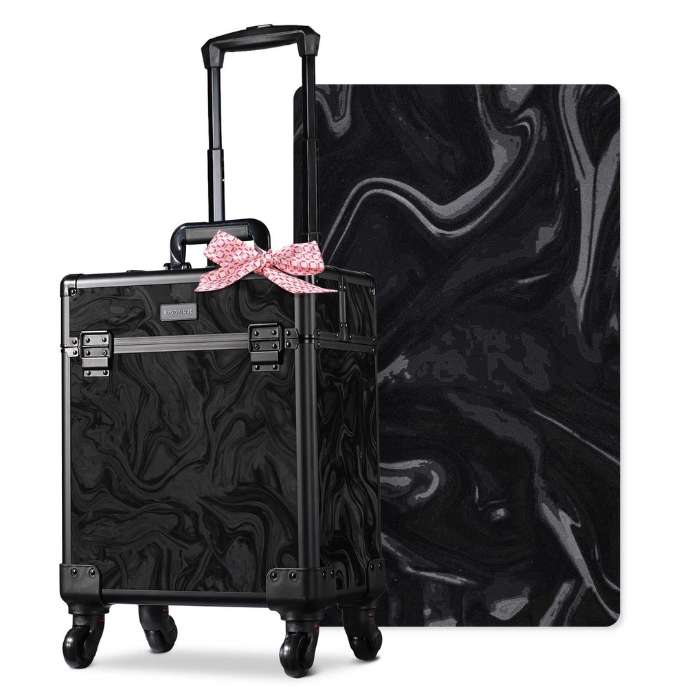 BYOOTIQUE Rolling Makeup Train Case on Wheels Cosmetology Organizer Box Professional Aluminum Cosmetic Trolley Travel Suitcase for Salon Barber Hairstylist Artist,CoyoteButtes Shadows
