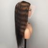 180 Density Sliky Straight 13x4 Highlight Colored HD Invisible Lace Frontal Wig Ombre Zebra Brown Glueless Lace Front Human Hair Wigs Pre Plucked for Women Brazilian Full End Bleached Knots Wig view 2