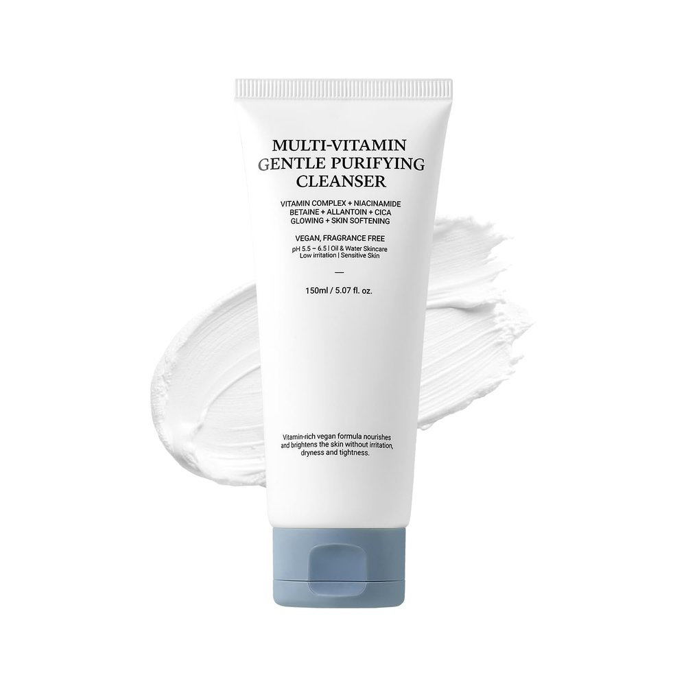 ASNO Multi Vitamin Gentle Purifying Cleanser 150ml  Low pH Vegan Face Wash for Sensitive Skin, Hydrating Deep Cleanse with Fine Bubble, Lemon + Niacinamide + Centella Asiatica, Korean Skincare