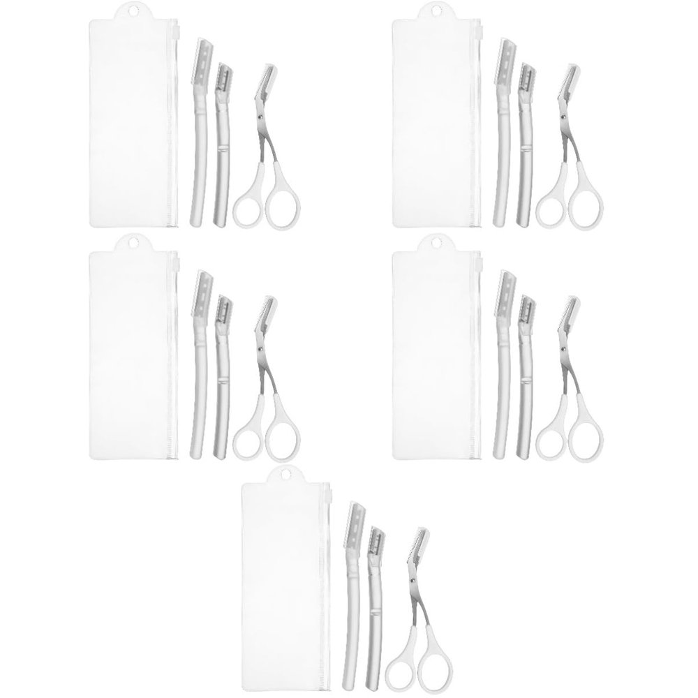 NOLITOY 5sets Eyebrow Trimmer Scissor Kit Eyebrow Shaping Tool for Precise Grooming Lightweight Portable for Travel Comfortable Non- Handle