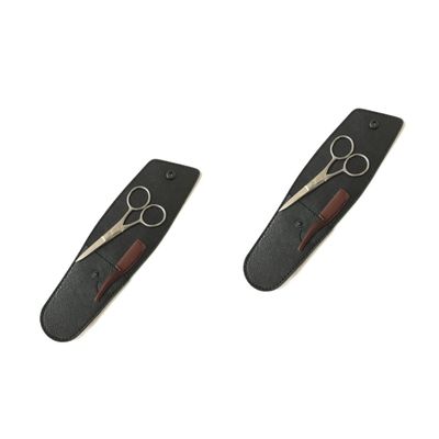 Ipetboom 2 Sets Beard Scissors Set for Men Grooming Kit with Stainless Steel Scissors Precision Cutting Eyebrow Trimmer Comb Barber Shop Tool