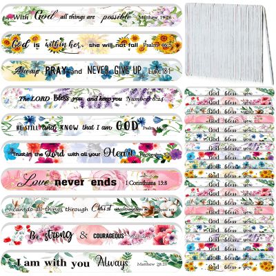 Lanties 50 Pack Christian Gifts for Women Scripture Nail File Christian Christmas Stocking Stuffers Bible Verse Emery Board Religious Faith Small Gift Xmas Party Favor for Employee Teacher Church