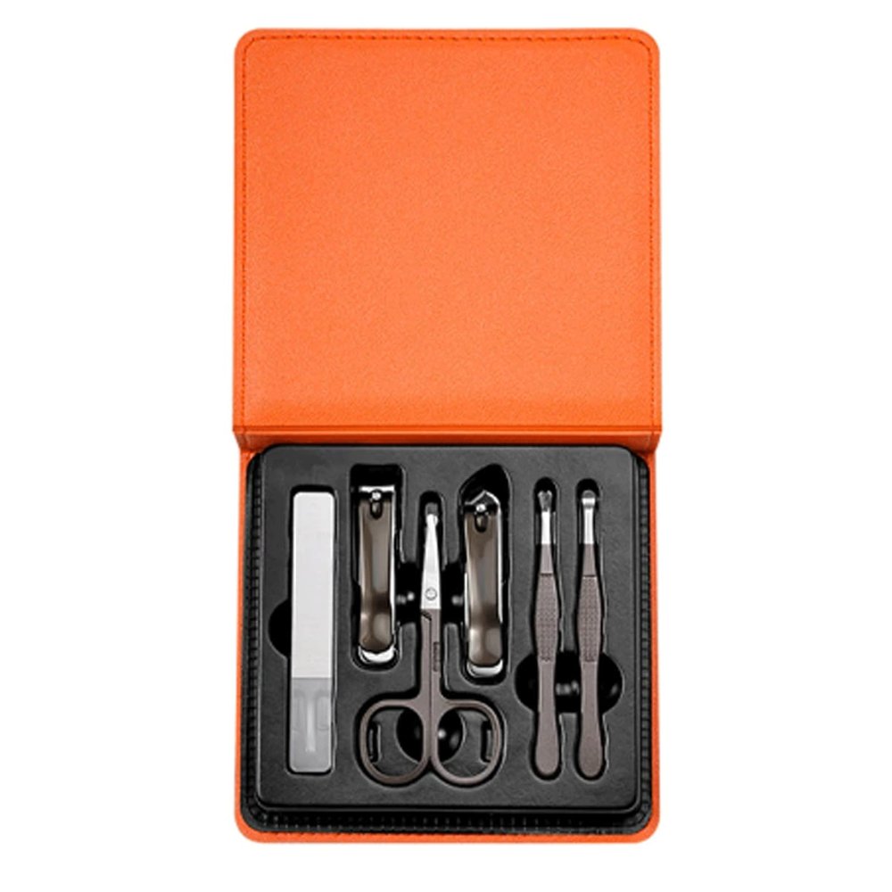 6 Pcs in 1 Set Stainless Steel Nail Clipper Scissor Professional Manicure Set with PU Box Gift Gifts for Him