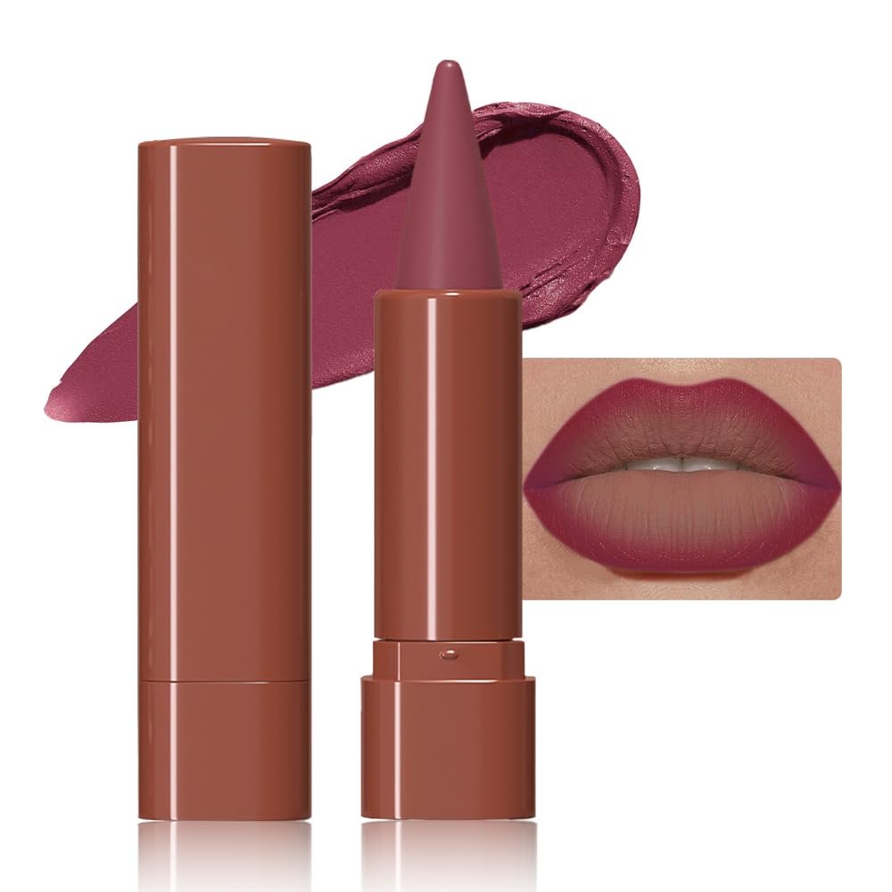JUAAZIN Mauve Gradient Matte Lip Liner Pencil Crayon for Women - Waterproof Smudge-Proof Kissproof Long-Wear Lip Pencil, Flawless Contour Ombre Effect Lip Crayon,Creamy Pigmented Lip Liner 09#