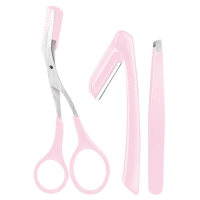 Facial Hair Trimmer - 3 Piece Eyebrow Scissors with Comb, Portable Grooming Tool | Professional Stainless Steel Eyebrow Cutting Scissors, Eyebrow Hair Remover, Non-Slip Hair Removal for Men Women