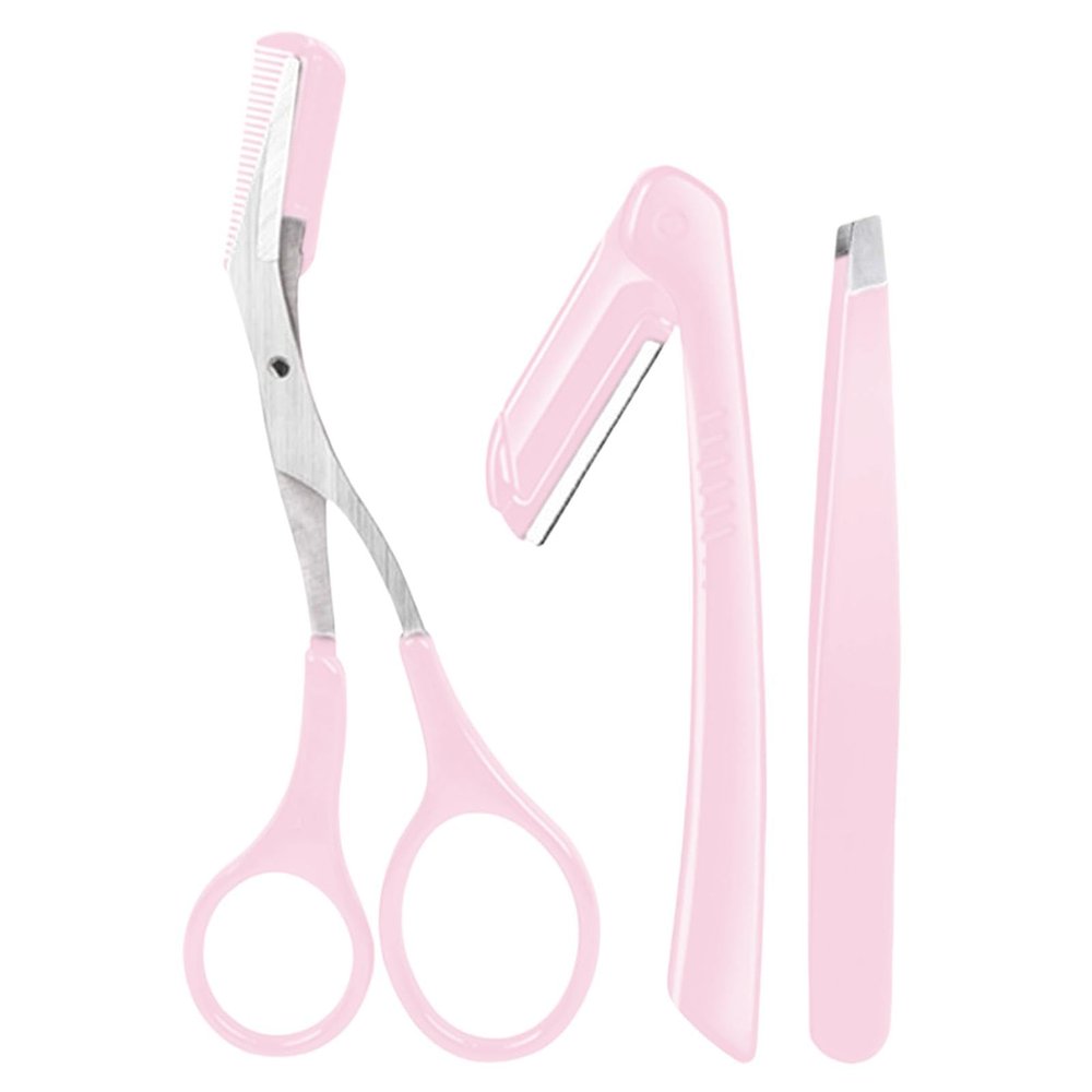 Facial Hair Trimmer - 3 Piece Eyebrow Scissors with Comb, Portable Grooming Tool | Professional Stainless Steel Eyebrow Cutting Scissors, Eyebrow Hair Remover, Non-Slip Hair Removal for Men Women