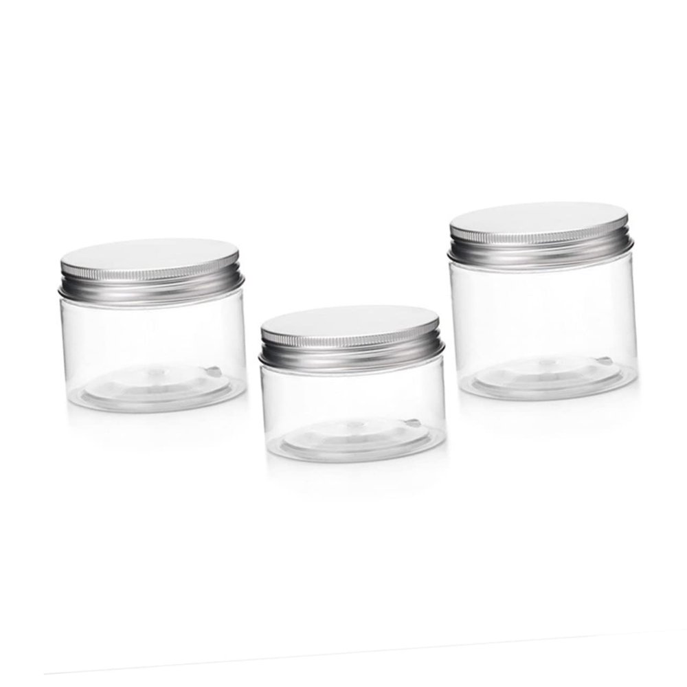 Gogogmee 3pcs Travel Cream Jars Transparent Plastic Sample Containers for Skin Care for Lotion Storage and Cosmetic Mixing