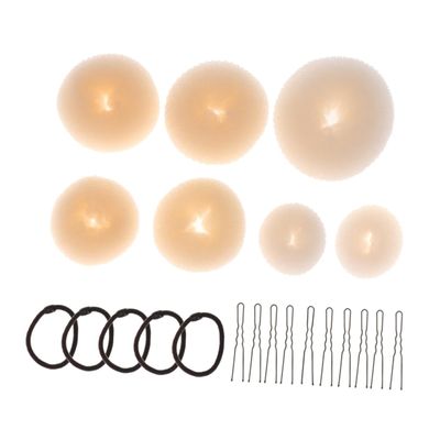 Baluue 22pcs Hair Updo Bun Kit Beige Bun Maker Set with Elastic Hair Ropes U-shaped Clips Accessories for Elegant Hairstyles for Dance and Everyday Use