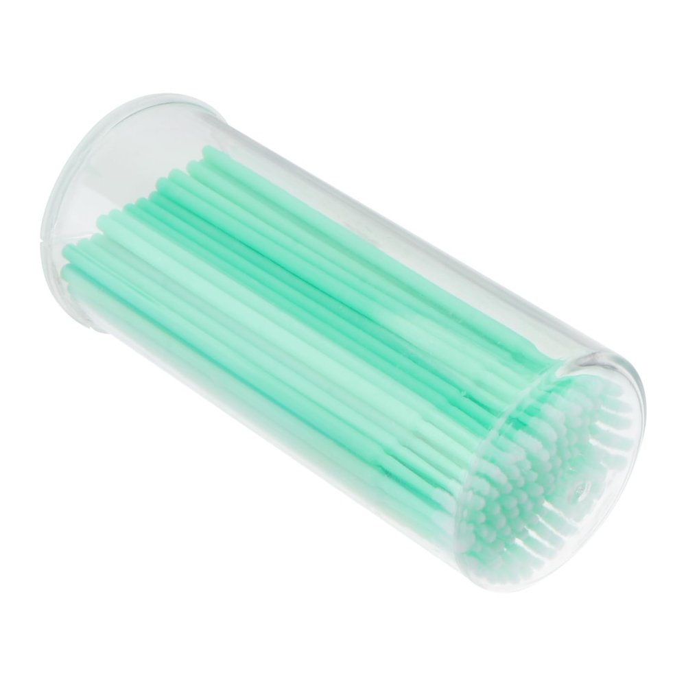 FOMIYES 100pcs Green Micro Brush Applicators for Eyelash Adhesive Gentle Removal Tool No Soak Required Lash Tweezer Eyelash Glue Holder