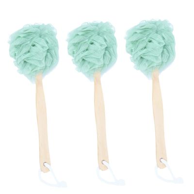 Baluue 3pcs Eco-Friendly Nylon Body Brush Long Handle Bath Balls Shower Back Scrubber Bath Massage Back Flower Towels Tub Cleaner