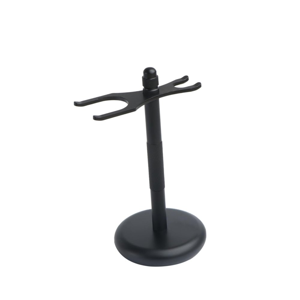 Ipetboom Beard Shaving Tools Rack Zinc Alloy Razor Holder with Dual Bracket Design Black Shaving Stand for Tidying up Bathroom Essentials