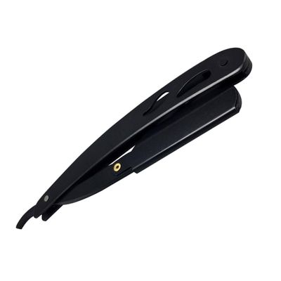 FOMIYES Vintage Professional Straight Razor Stainless Steel Folding Manual Razor for Barbers Easy-open Guard Safe Shaving for Men Black Electroplated Finish