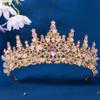 XMKJCHA Hair Jewelry Crown Tiaras for Women Handmade Natural Stone Bridal Crown Hair Accessories Tiara Women Headwear Girls Weddng Luxury Elegant Crystal Hair Jewelry(Gold,Purple) view 2