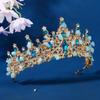 XMKJCHA Hair Jewelry Crown Tiaras for Women Handmade Natural Stone Bridal Crown Hair Accessories Tiara Women Headwear Girls Weddng Luxury Elegant Crystal Hair Jewelry(Gold,Purple) view 4