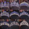 XMKJCHA Hair Jewelry Crown Tiaras for Women Vintage Baroque Gold Blue Crystal Wedding Hair Accessories Rhinestone Pearls Bridal Tiara and Crowns Women Princess Head Jewelry(1031) view 2