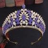 XMKJCHA Hair Jewelry Crown Tiaras for Women Vintage Baroque Gold Blue Crystal Wedding Hair Accessories Rhinestone Pearls Bridal Tiara and Crowns Women Princess Head Jewelry(1031) view 3