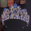 XMKJCHA Hair Jewelry Crown Tiaras for Women Vintage Baroque Gold Blue Crystal Wedding Hair Accessories Rhinestone Pearls Bridal Tiara and Crowns Women Princess Head Jewelry(1031) view 4