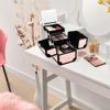 BYOOTIQUE Makeup Travel Organizer Cosmetic Train Case with Mirror 2-Tier Trays Nail Travel Case Lockable Jewelry Box False Eyelash Storage for Nail Tech Cosmetologist Barbershop,CoyoteButtes Dusk view 4