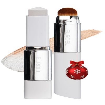ELROEL BLANC Cover Cream Stick V - Korean Color-Changing Foundation with Detachable Brush - Full to Medium Coverage Base Makeup (201 Light, 0.45 oz)