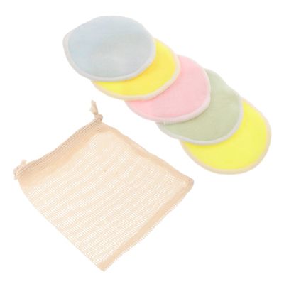 Baluue 5pcs Soft Double-Sided Cleaning Pads Cotton Makeup Remover Pads Drawstring Bag for Easy Storage Random Color