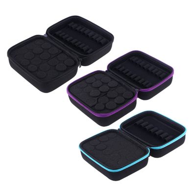 Baluue Portable Essential Oil Storage Bag Large Capacity Travel Case with Shockproof Padding and Double Zipper for Perfume Lipstick and Oil Bottles Lightweight and Compact Organizer for Women Purple