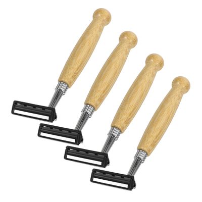 NOLITOY 4pcs Eco-friendly Bamboo Handle Razor Stainless Steel Shaving Blades Men Women Facial Razor