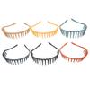 TOVINANNA 6pcs Girl Plastic Headbands Wide Non-slip Hairbands with Teeth for Loose Hair Fixation for Parties and Everyday Wear in Yellow Navy Blue Gray Blue Light Brown Black and Orange view 1