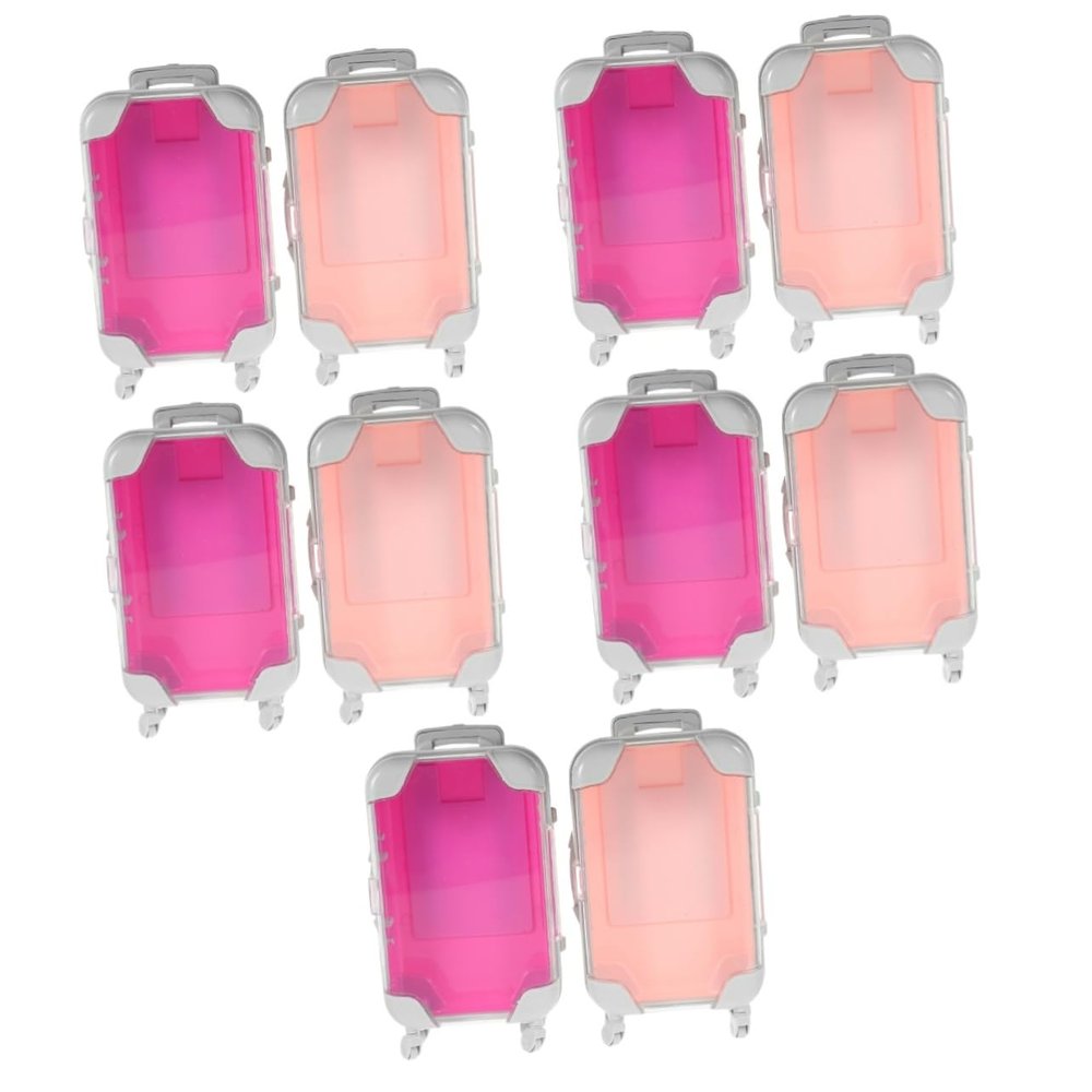 SKISUNO 10pcs Makeup Organizer Storage Mini Suitcase Travel Cosmetic Case Makeup Bag