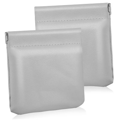 2 Pcs Leather Cosmetic Pouches No Zipper Self Closing Travel Storage Bags for Jewelry Earphones & Accessories Pocket Bags for Women