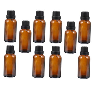 Baluue 10pcs Portable Glass Bottles for Essential Oils and Perfumes Durable Brown Vials with Orifice Reducer for Convenient Dispensing for Travel and Organization