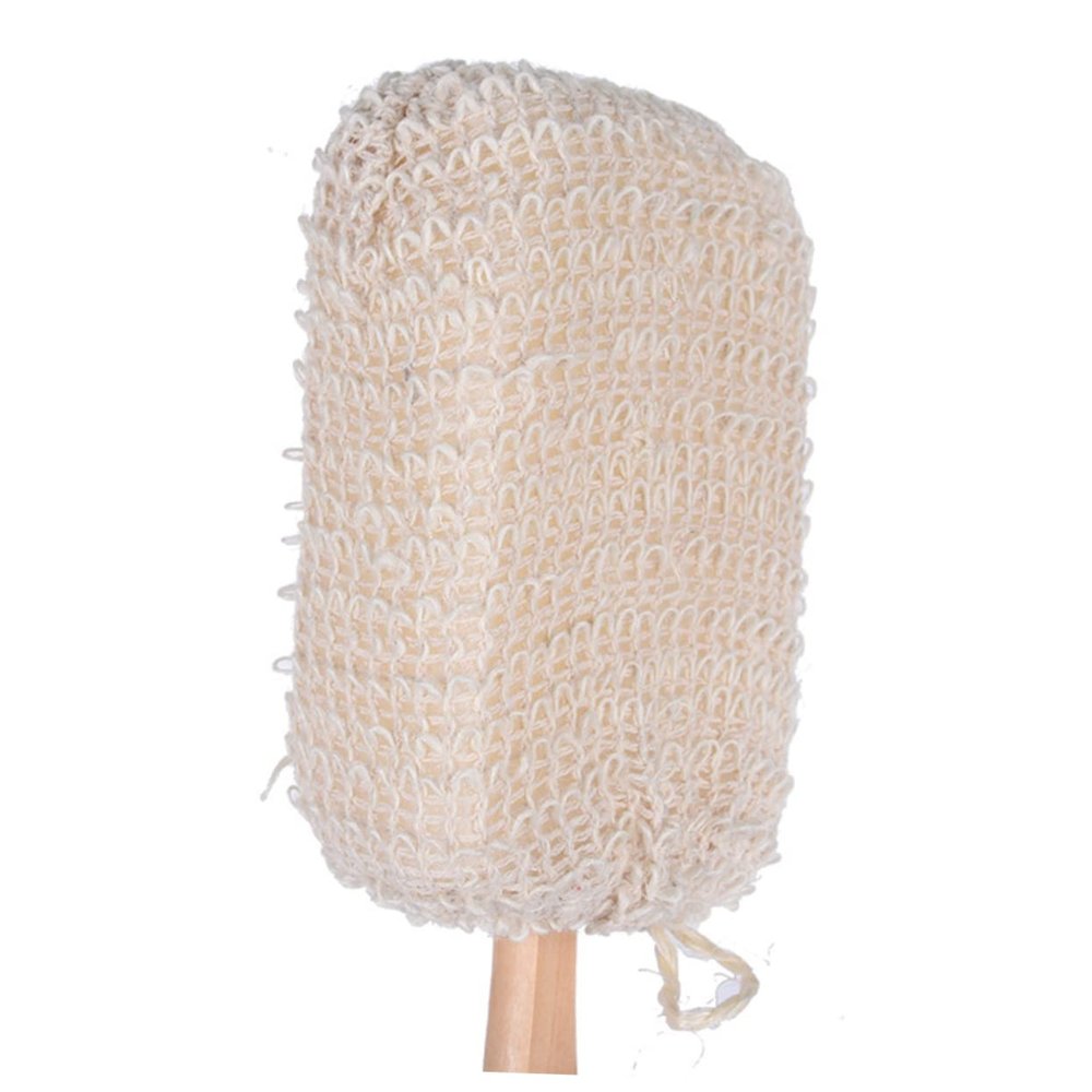 Baluue 2pcs Handle Cotton Linen Bath Brush for Exfoliating and Cleaning for Back Feet and Knees Soft Bristles for Gentle Massage and Lathering Body Wash