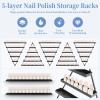 PXVWA 5 Tiers Triangular Nail Polish Rack for The Wall, 10PCS Metal Wall Mounted Display Shelves for Lipstick, Perfume, Home Spa, Salon Shop view 4