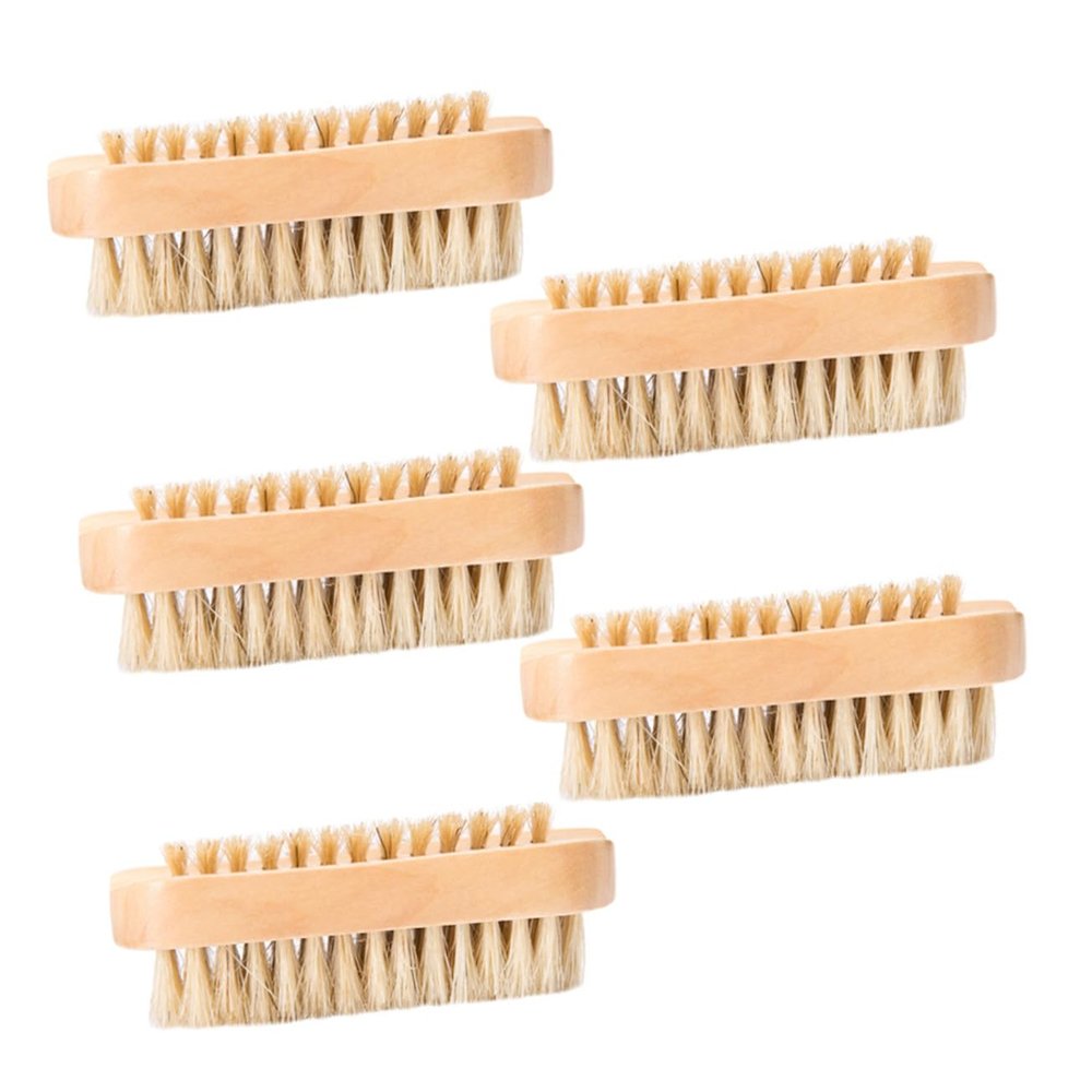 Didiseaon 5pcs Wood Cleaning Brush Pig Mane Hand Washing Brush for Nail and Home Use Type High-Polished Lotus Wood for Exfoliating Dry Skin and Scrubbing Dirt