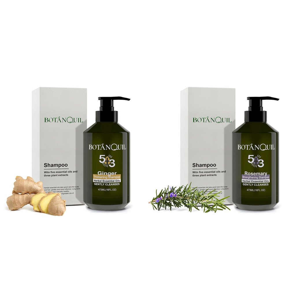 BOTANQUIL 473 ml(16 fl.oz) Ginger Thickening Shampoo and Rosemary Strengthening Shampoo for Hair Growth