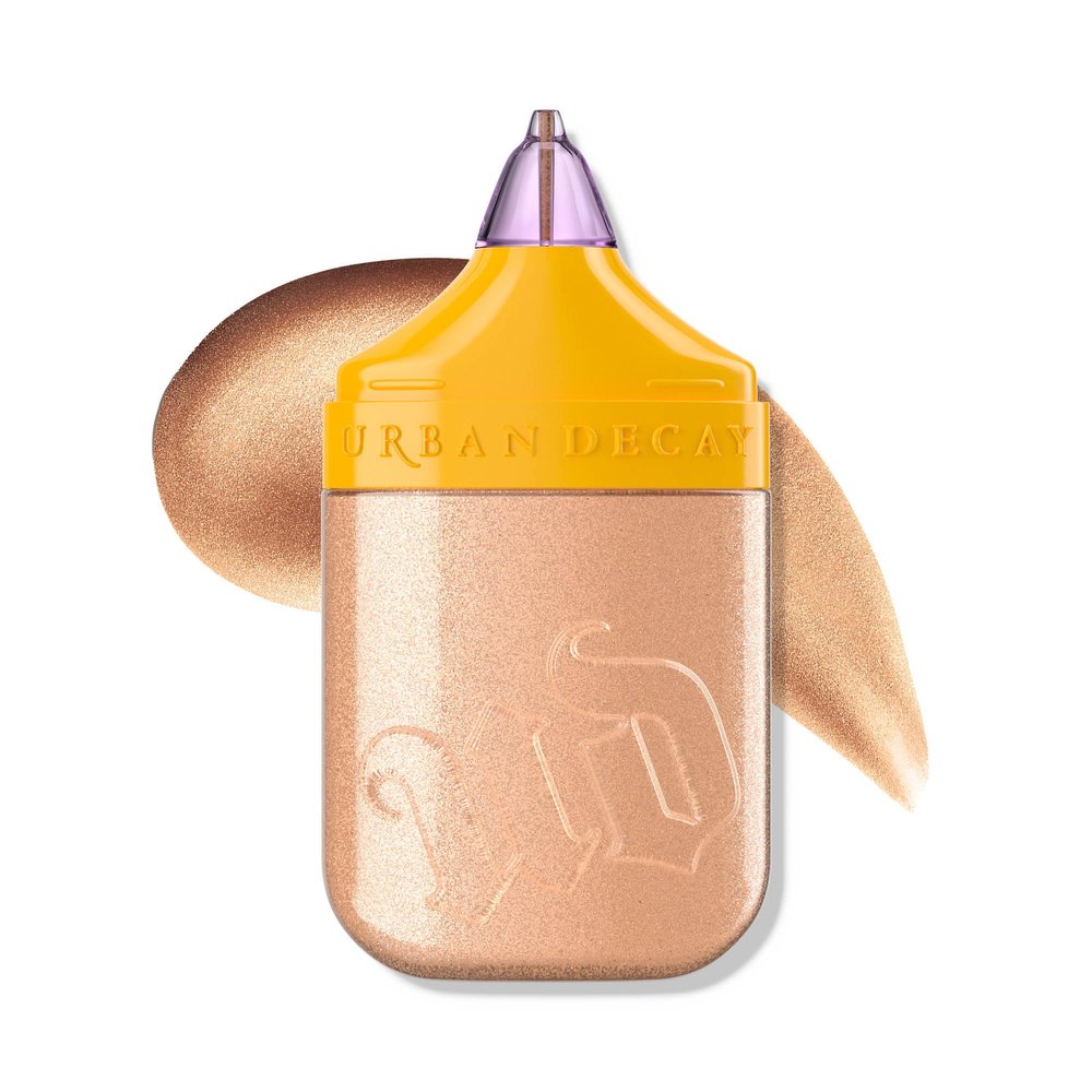 Urban Decay Face Bond Waterproof Luminizer (Space Cowboy - Champagne With Silver Sparkle), All-Over Liquid Highlighter + Bronzer, with 3% Niacinamide, Smudge-Resistant, Transfer-Resistant - 1 fl oz