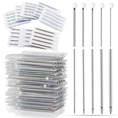 Ear Nose Piercing Needles - Lyuxzad 50Pcs Piercing Needles 25Pcs 14G and 25Pcs 16G Hollow Needles Stainless Steel for Piercing Ear Nose Navel Nipple Lip Tongue Belly Piercing Kit Piercing Tools