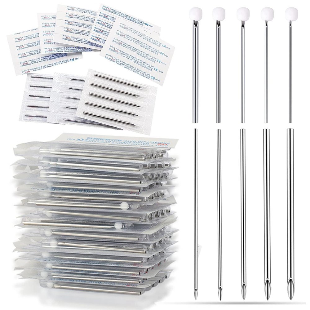 Ear Nose Piercing Needles - Lyuxzad 50Pcs 16G Piercing Needles Hollow Needles Stainless Steel for Piercing Ear Nose Navel Nipple Lip Tongue Belly Piercing Kit Piercing Tools