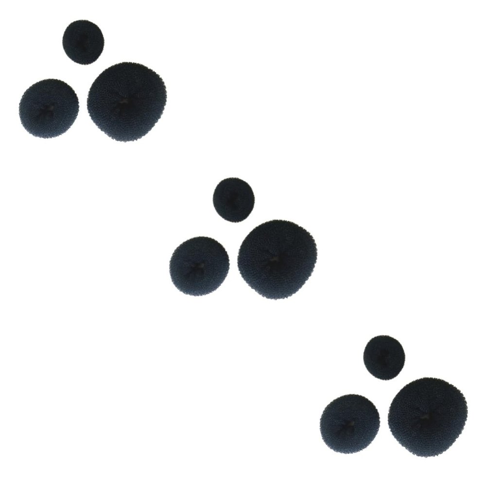 MERRYHAPY 9pcs Hair Donut Bun Maker Black Sponge Styling Tools for Elegant Ballerina Buns for Dance and Everyday Use No Damage to Hair