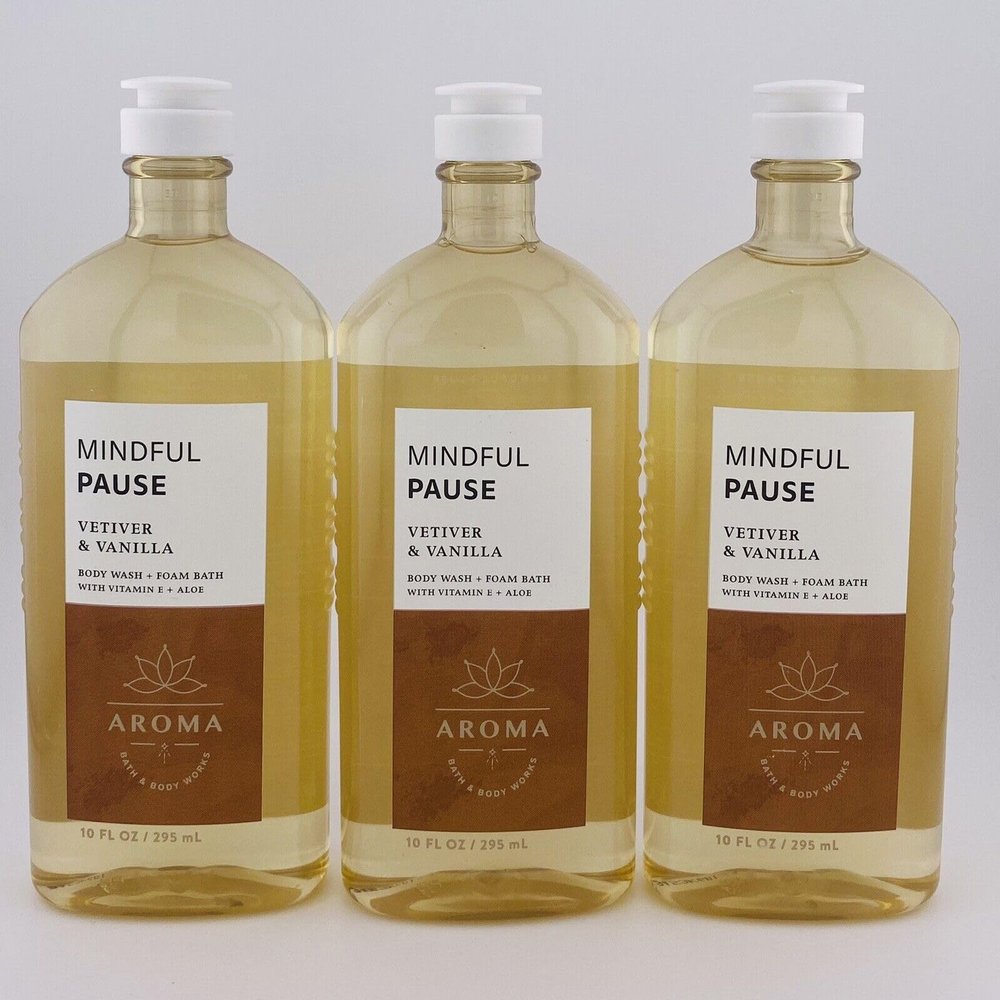 3 Aromatherapy Aroma Mindful Pause Vetiver & Vanilla Wash bath body 10 oz