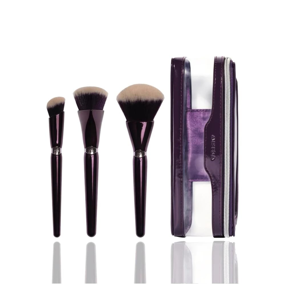 Anisa Beauty Starter Everyday Makeup Brush Set 3 Essential Brushes for Foundation, Concealer, and Powder Application Soft, Synthetic Fibers for Flawless, Streak-Free Finish