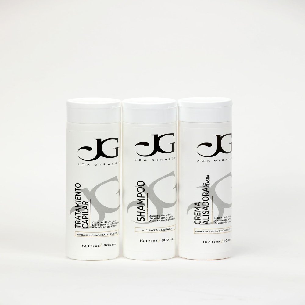 Alisado capilar anti frizz Joa Giraldo Hair Care Set, 300l oz, Includes Shampoo, Conditioner, Leave-In Treatment