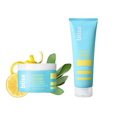 Bliss Satin-Skin Body Polish - Lemon and Sage - Body Scrub with Shea Butter and Coconut Oil and Lemon and Sage Body Butter - Iconic Scent with Shea Butter and Coconut Oil