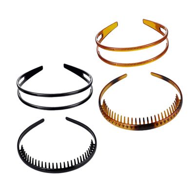 ASAKKURA 4pcs Teeth Hair Hoops Non-slip Hair Accessories for Women Comfortable Headband for Makeup Washing Face Exercise Durable Plastic with Elastic Design