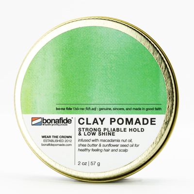 Bona Fide Pomade, Clay Pomade 2 oz. | Strong Pliable Hold & Low Shine, infused with natural ingredients that promote hair and scalp health