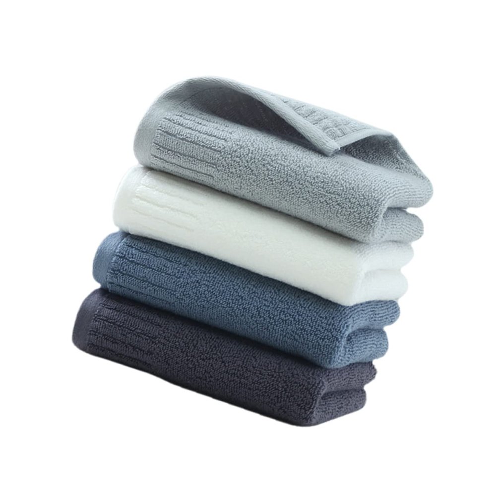 BEBEMOKO 4pcs Pure Cotton Solid Color Towel Thicken Facial and Hand Towels for Bathroom Eco-Friendly Soft and Absorbent Dark Grey Dark Blue White Grey